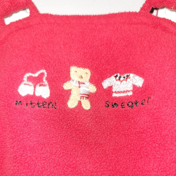 Vintage Gymboree Holiday Magic Unisex Red Fleece Overalls 0-3 Months Boys Girls - Picture 4 of 7